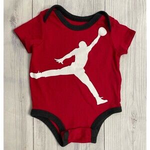 Red Nike Air Jordan Jumpman Baby Boy Onesie Bodysuit Outfit, Size 0-3 months